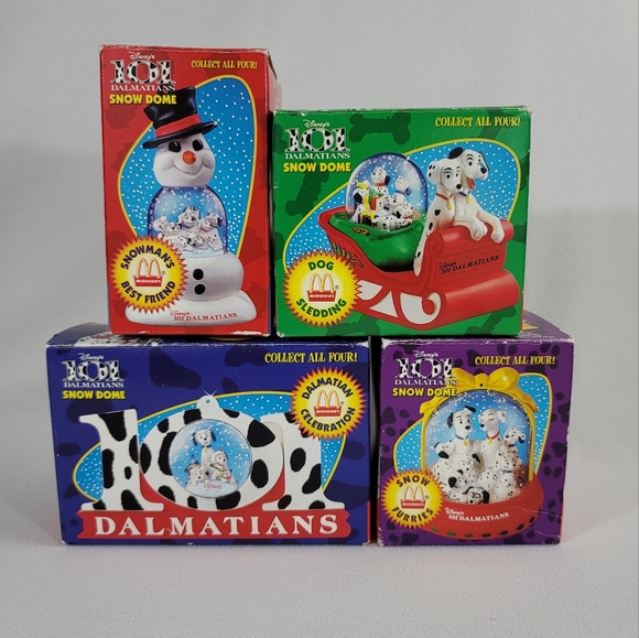 Set Of 4 Vtg 1996 Disney 101 Dalmatians Snow Domes - Picture 1 of 16